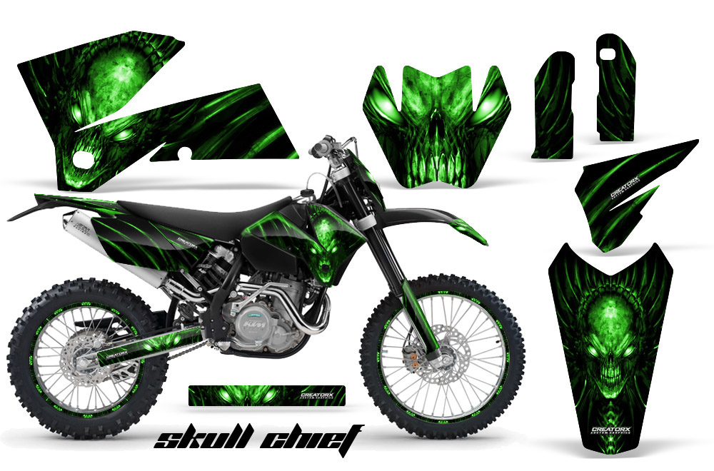 KTM C4 Graphics Kit Skull Chief Green BB NP Rims